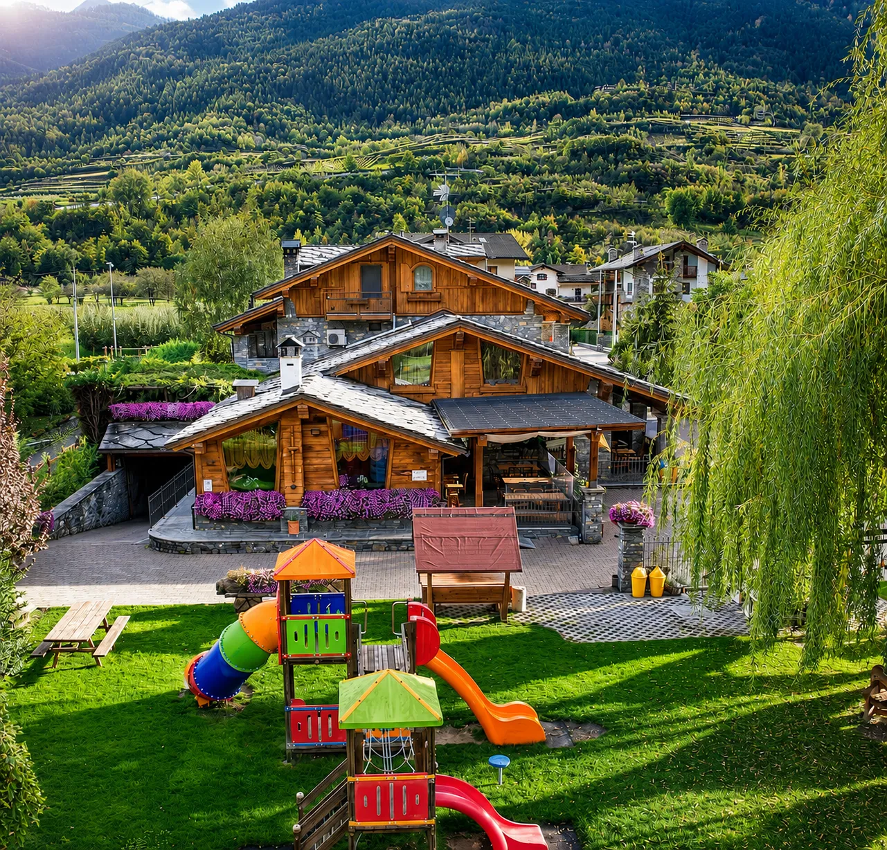 Vista esterna della Pizzeria Avalon a Jovençan